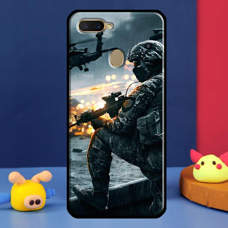 Tactical Swat Gear Pattern Case For Oppo A98 A78 A58 A15 A16 A17 A5 A9 A91 A52 A72 A76 A96 A74 A94 A54 S A57 A77 Cover