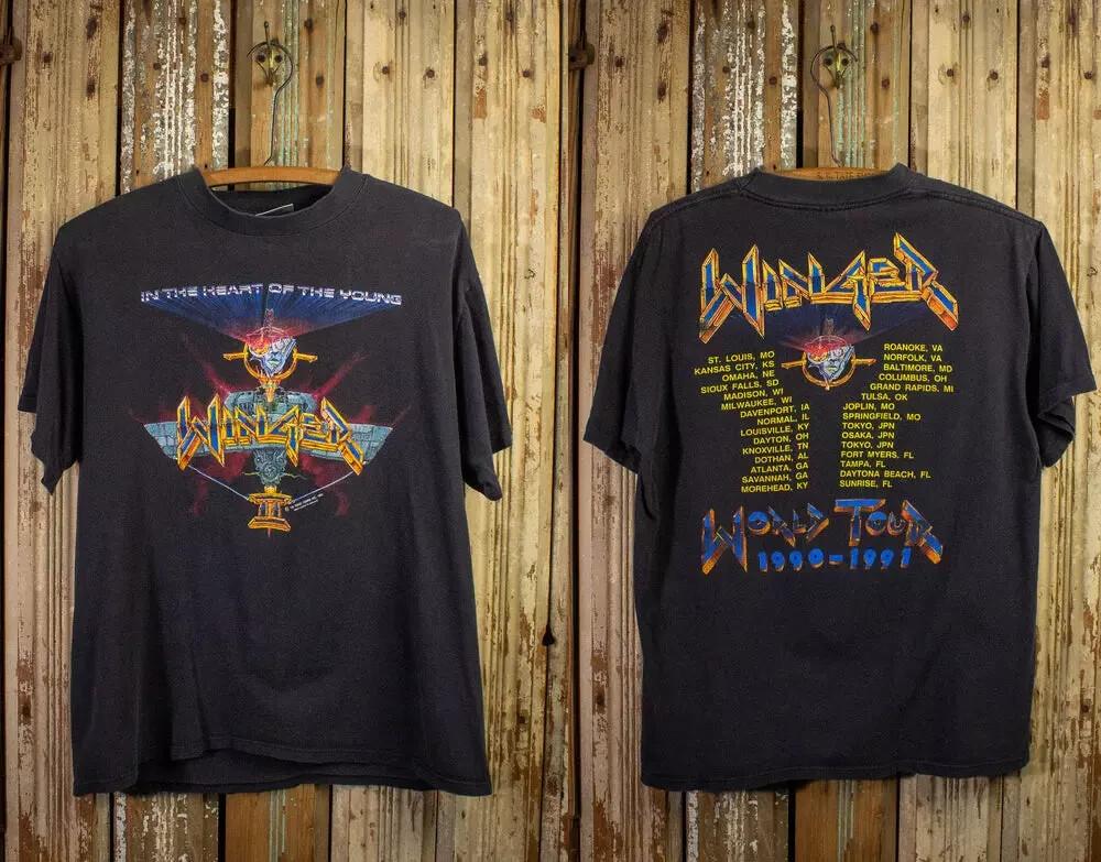 VTG Winger In the Heart of the Young World Tour Concert T Shirt 1990-1991 S-4XL XL