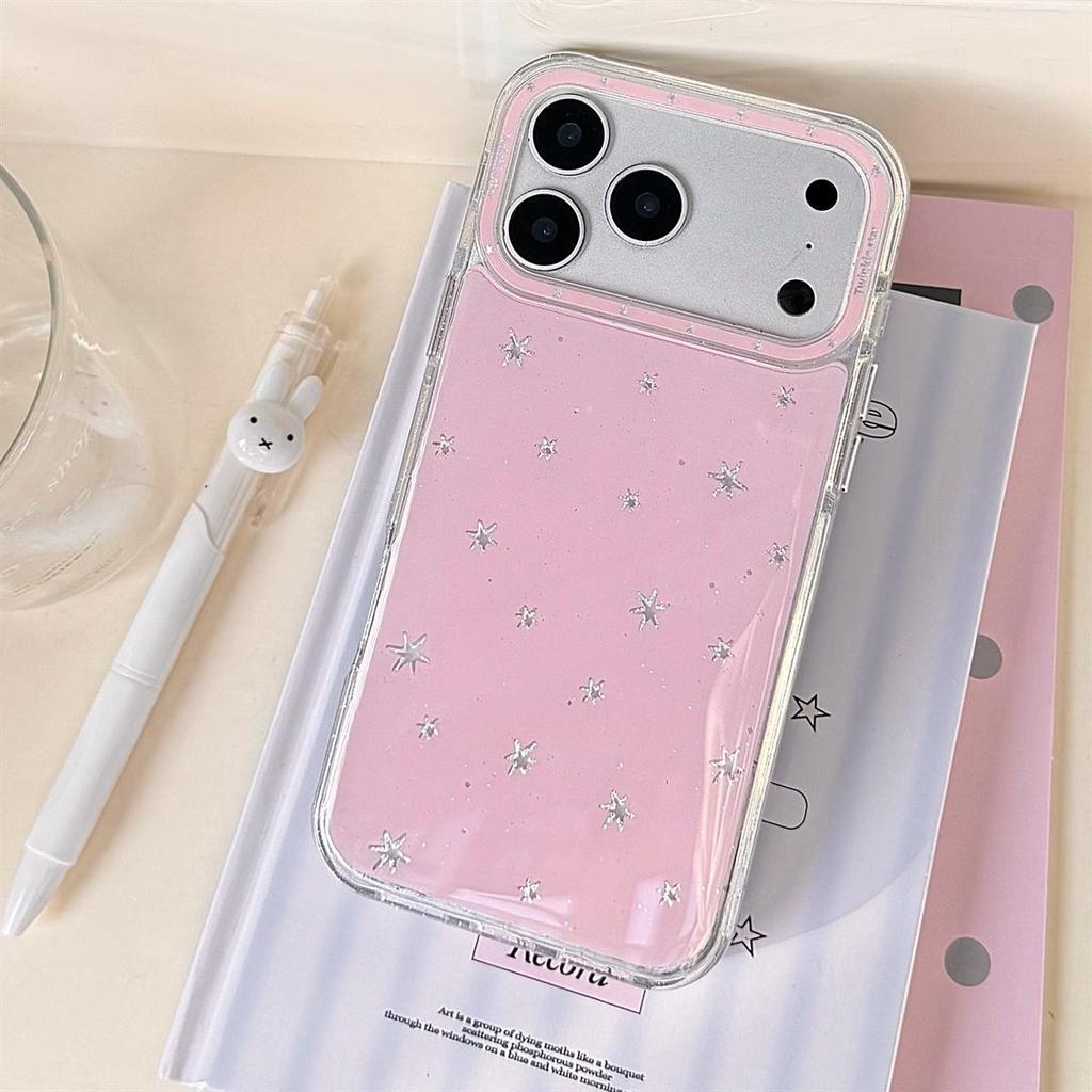 Gold-Plated Epoxy White Stars Anti-Fall Phone Case for iPhone 14/13/ProMax