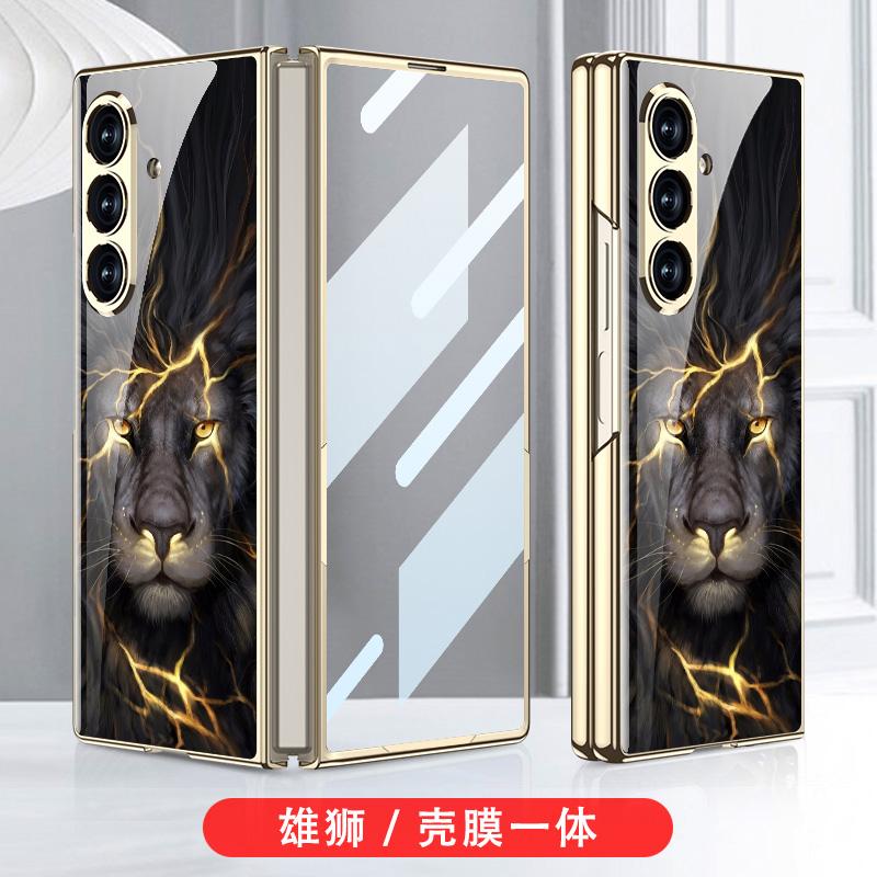 Luxury Plating Painted Glass Case for Samsung Galaxy Z Fold 7 6 Back Screen Glass Protective Cover for Galaxy Z Fold7 Case