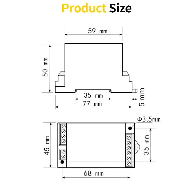 Analog Voltage Sensor Three-Phase 4-Wire AC220V 4-20mA RS485 Output AC 380V 465V Voltage Transmitter