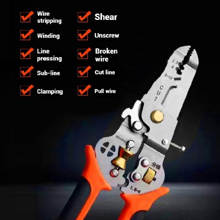 Heavy Duty 10 In 1 Function Electrical Wire Stripper Plier Cord Cutting For Safe Insulation Removal And Fatigue Control