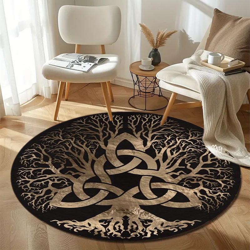 

1Pc Celtic Tree of Life theme Printed circular carpet, home door mat, outdoor travel protection carpet A13 80x80cm( 31x31in)