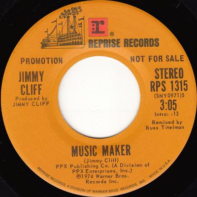 7inch Record JIMMY CLIFF  Music Maker RPS1315 Reprise Records 1974 UK Reggae Ska  Dub Used