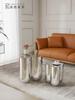 Medieval Stainless Steel Coffee Tables Living Room Sofa Side Table Modern Small Round Desk Combination Home Coffee Table