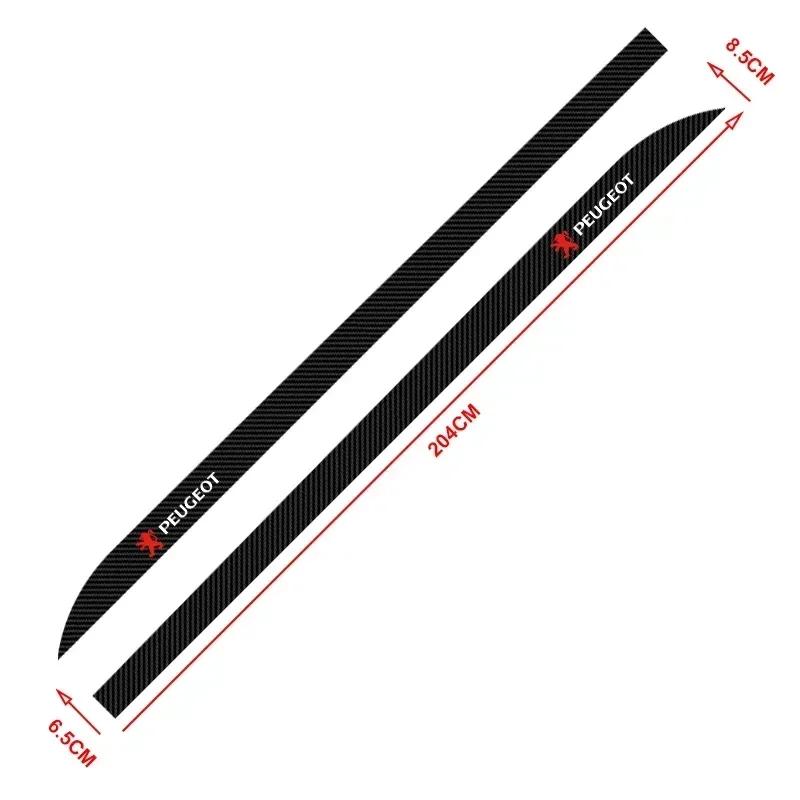 2026 Hot Adesivo per Auto 2 Pezzi Fibra di Carbonio Gonna Laterale Portiera Auto Battitacco Striscia Adesivi Decorazioni Styling Per Peugeot 206 207 208 107 106 205 4008