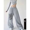 Womens High Street Hip Hop Loose Straight Leg Casual Pants