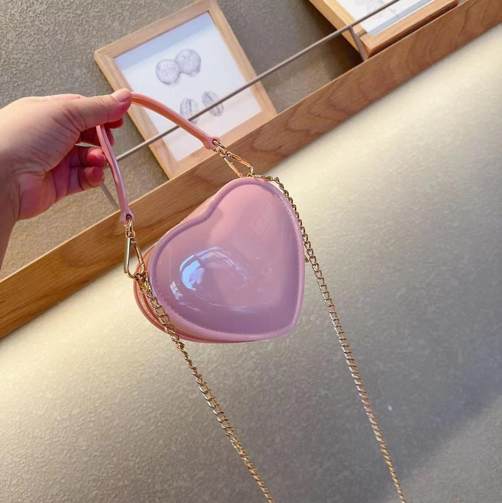 Little Fairy Peach Heart Jelly Bag Children'S Bag Fashionable Cute Wind Mini Bag Personalized Love Bag