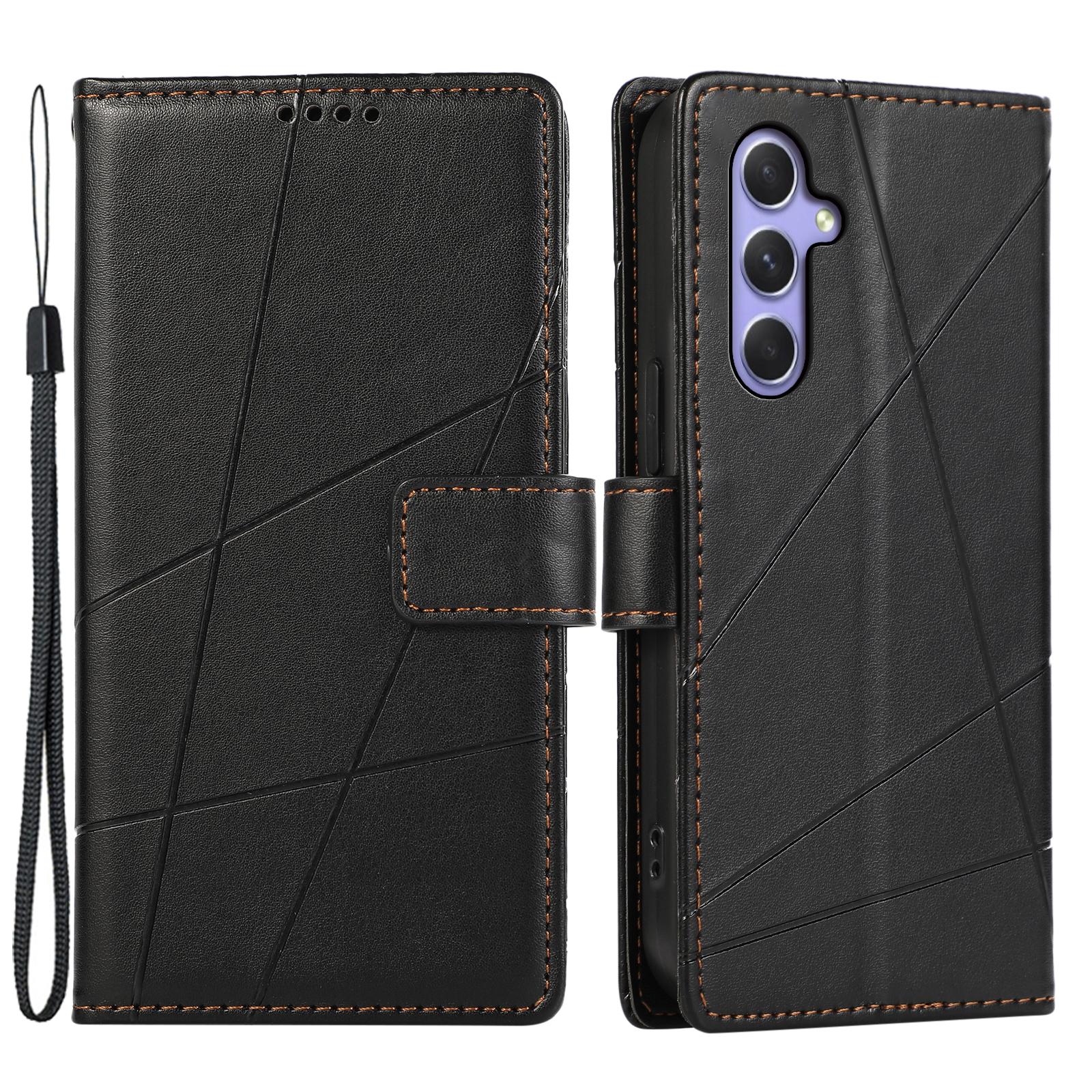 

DF-06 For Samsung Galaxy A55 5G Wallet Case Line Imprinted Leather Phone Cover B