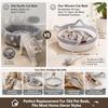 Hand-woven cotton cat basket interactive grinding claw nest with rocking toy tail four seasons breathable pet bed gray cat nest + toy ball small