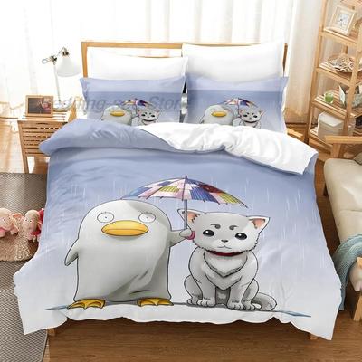 Kawaii Gintama Ložní souprava Jednolůžko Dvojlůžko Plná Velikost Queen King Ložní souprava Aldult Dětská Ložnice Sady povlečení 3D Anime Sada prostěradel