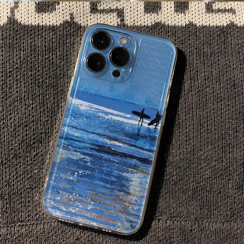 

Surfer Figure Wave Pattern Phone Case for iPhone 17 16 15 14 13 12 11 16E Series Pro Max Plus Double Layer Protection iphone 15 Pro