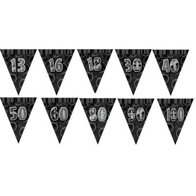 Black & Silver Party Pennant Bunting