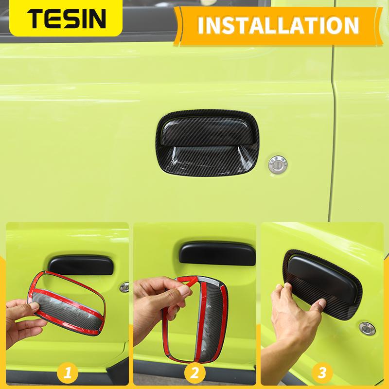 TESIN Car Door Side Rear Tail Door Handle Bowl Trim Cover Fit for Suzuki Jimny 2019-2025 High Brake Light Lamp Cover Accessories