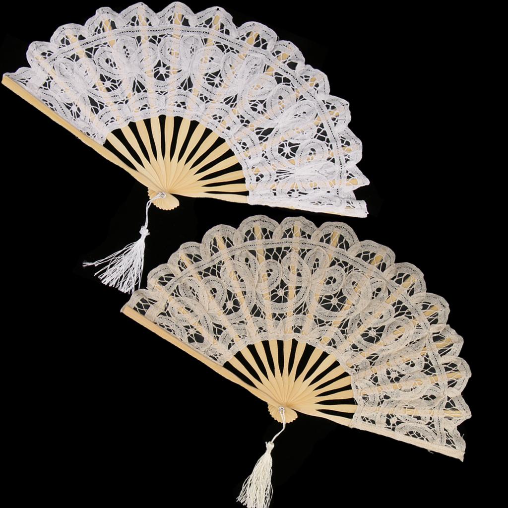 Retro Hand Held Lace Fan Personalized Wedding Fan Folding Fabric Fan for Bridal Party Favor and Costume Accessory