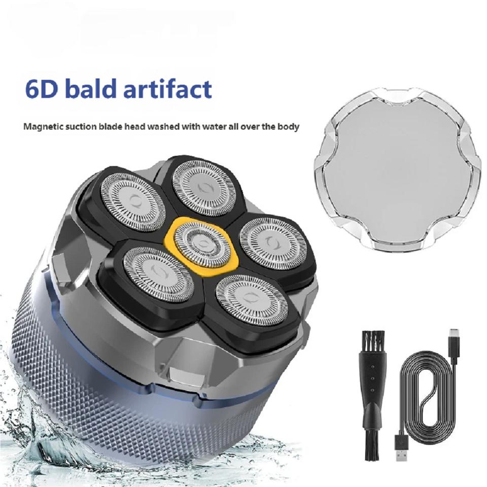 Electric Head Shaver for Bald Men 6D Magnetic Razor Trimmer Rechargeable LED Waterproof Face Hair Cutting