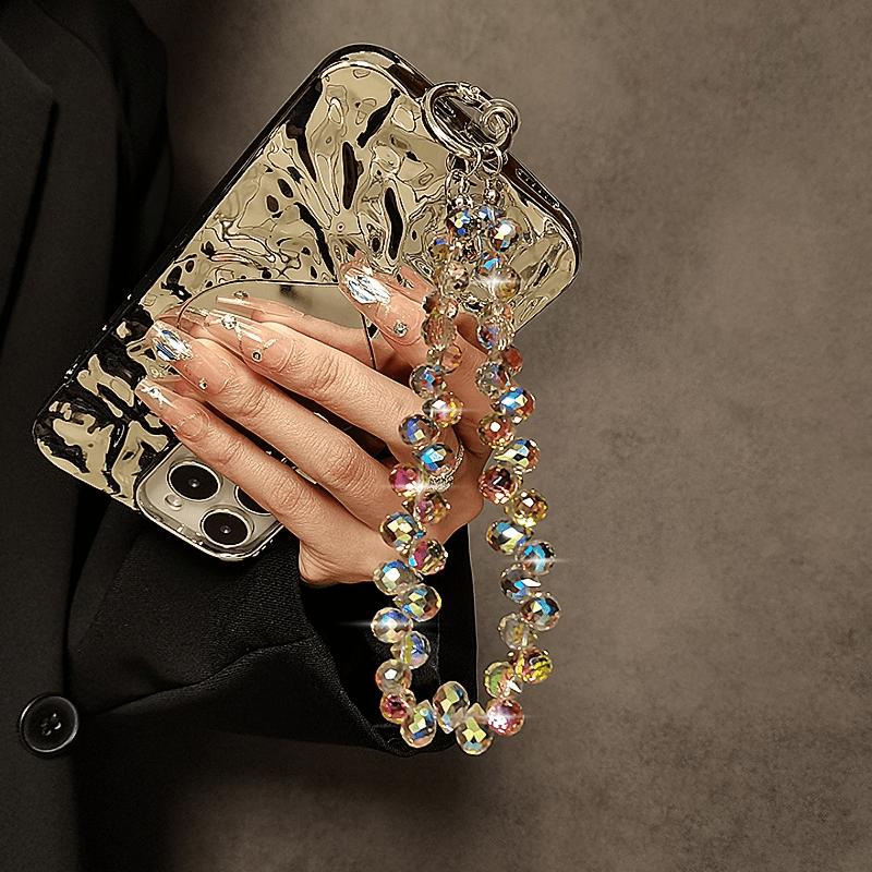 Simulation Crystal Bead Bracelet, with Short Lanyard and Clip Design,multi-functional Mobile Phone Case Keychain Pendant,fashionable and Unique Style