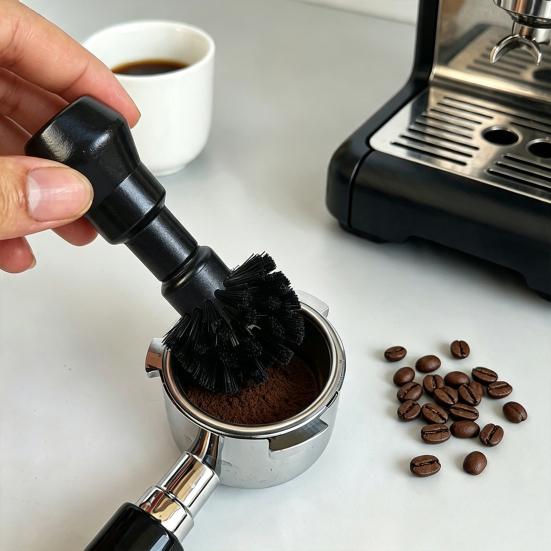 High-density Bristle Portafilter Brush Coffee Machine Basket Cleaning Brush, Soft with Hard Grinder Wood Handle Corner Espresso Tool Handheld