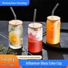 16oz High Borosilicate High-Temp Resistant Glass Cola Cup with Wooden Lid
