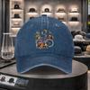 Bicycle Butterfly Floral Print Washed Denim Baseball Cap Adjustable Cotton Outdoor Sports Hat