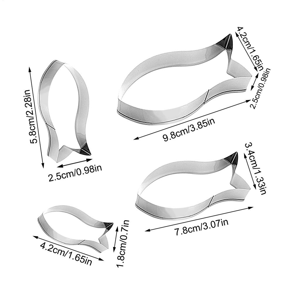 

4 PCS Fish Cookie Cutter Cartoon Fish Cookie Cutter Fish Molds Stainless steel fish shaped cookie cutter Kitchen Baking Mold