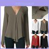 Elegante Blusa Camisa Casual de Verão Feminina Manga Longa Solta de Chiffon Para Todos os Tamanhos