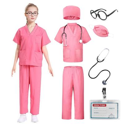 [Apparlxer] Doctor Costume Set for Playing Doctor, Cosplay, Scrub Set, Halloween Costume, 5-Piece Set (Jacket + Pants + Stethoscope + Brand Card +