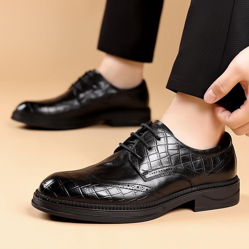 Fashion Platform Leather Brogue Shoes for Men Designer Soft-soled Business Men's Dress Shoes Spring Autumn Fashion Wedding Shoes Male