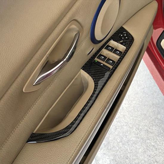 35.8cm For BMW 3 Series E90 05-12 LHD Carbon Fiber Door Window Button Trim Cover