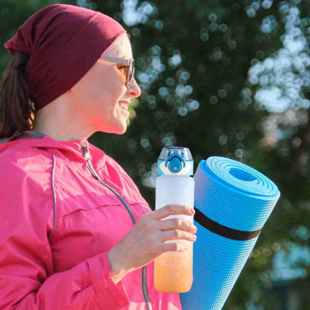 Water Bottle with Straw Reusable Translucent Mattes 1000ml Water Bottle with Silicone Straw