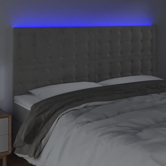 VidaXL LED Headboard Bedroom Furniture Double Bed Accessory Head of Bed Frame Interior Light Grey 3122924