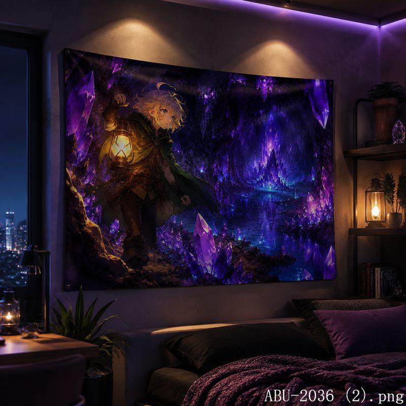 Starry Moon Anime Girl Aesthetic Tapestry Dreamy Galaxy Cartoon Wall Hanging Teen Dorm Bedroom Otaku Home Wall Decor