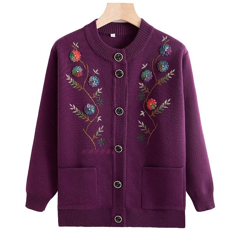 

Grandma s Plus Velvet Thick Winter Cardigan - Cozy Top for Middle-Aged and Elderly Women 2XL (105-120 cm)