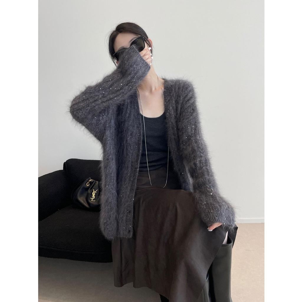 Luxurious South African Mohair & Italian Lurex Sequin Cardigan