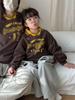 Korean Style Family Matching Autumn V-Neck Sweatshirts: Color Block for Mother-Son or Mother-Daughter