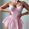 European & American Lace Mesh Bandage Splicing Slimming Nightdress Lingerie Set