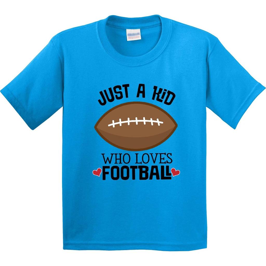 Inktastic Football Fan Just A Kid Youth kids boys T-Shirt Future Player Apparel Boy Tee