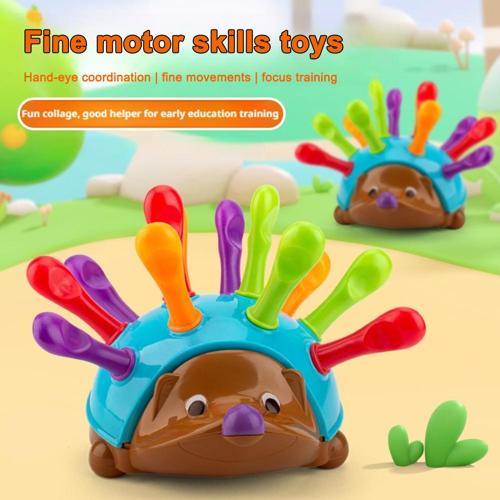 Jouets d'Éducation Précoce Hérisson Entraînement Axé sur la Motricité Fine Coordination Œil-Main Jouet à Insérer Combat Pour 1-3 Ans