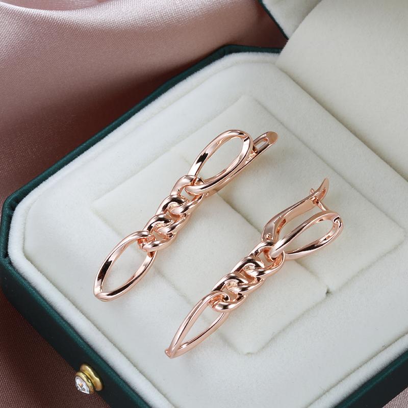 New Glossy  Rose Gold Long Earrings For Women Lovely Hollow Geometry Metal Earrings Cute Gift Fashion Vintage Jewelry