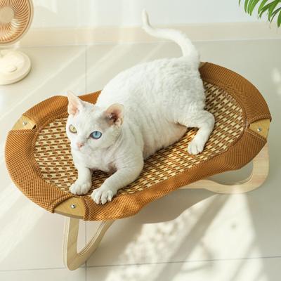 Rattan Cat Chair Indoor Cats Cooling Chair Raised Rattan Scratch-Resistant Furniture Kitten Sleeping Pad For Hot Days Animals