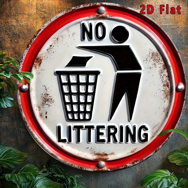 Vintage Iron Wall Art No Littering Sign Durable Metal Decor for Home Bar Kitchen Easy to Hang