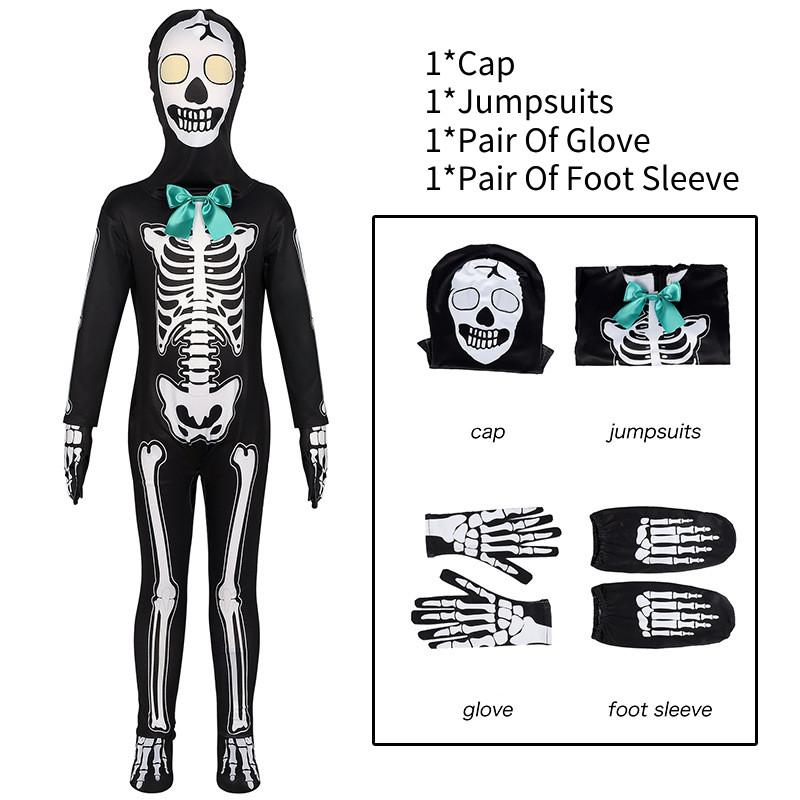 Halloween Children Death Skeleton Role Play Outfits Party Stage Performance Suit