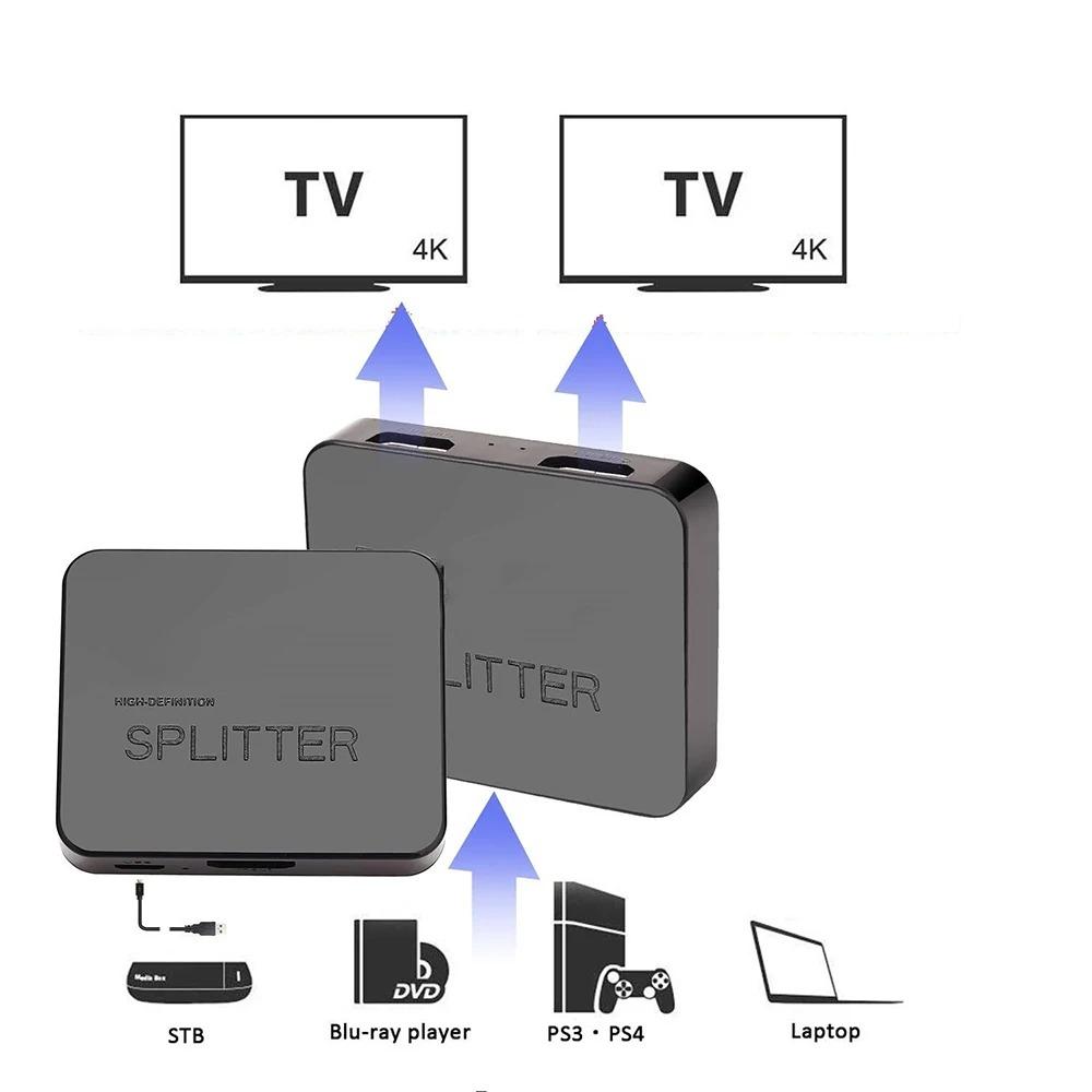 4K 30Hz HDMI Splitter 1x2 HDMI Switch 1 In 2 Out Video Distributor Splitter 1080P Dual Display for TV PC Laptop Monitor Projector HDTV DVD PS3 Xbox