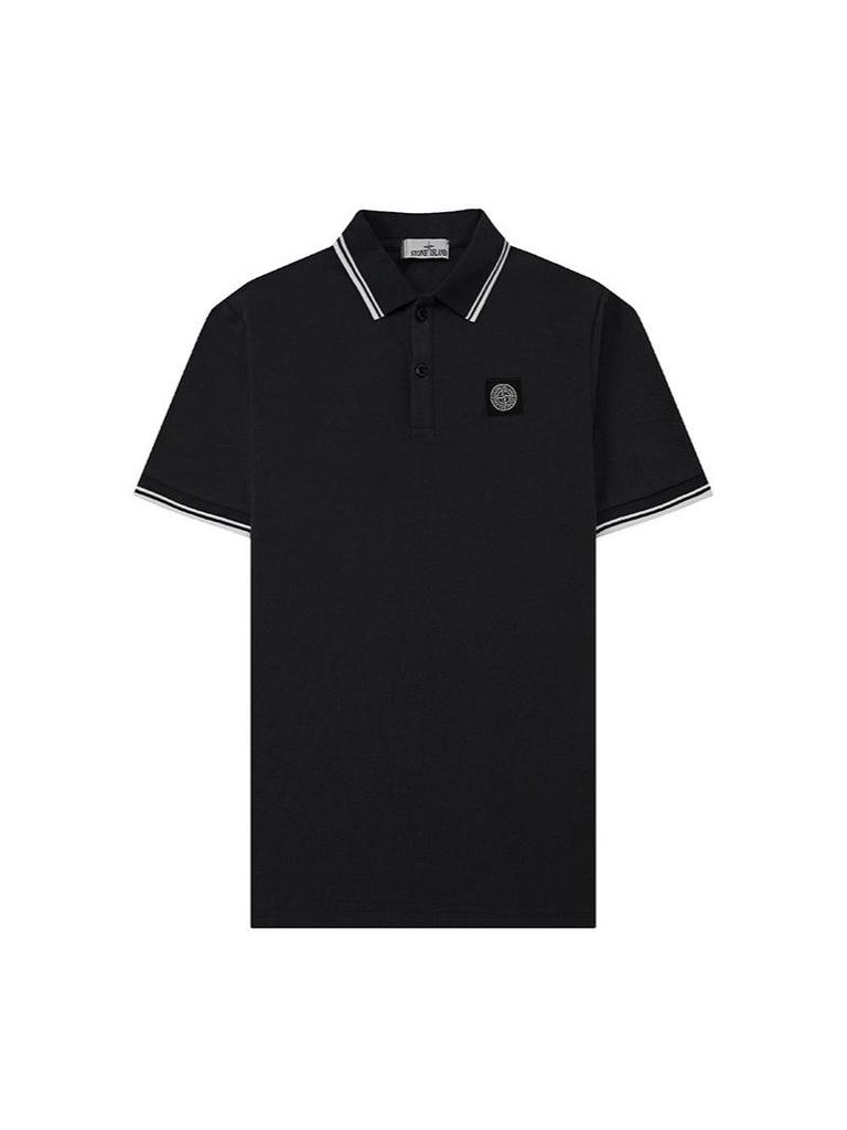 STONE Summer Classic Men's Polo Shirt with Small Logo Embroidery, Business Casual, Loose Fit, Short Sleeve T-Shirt.