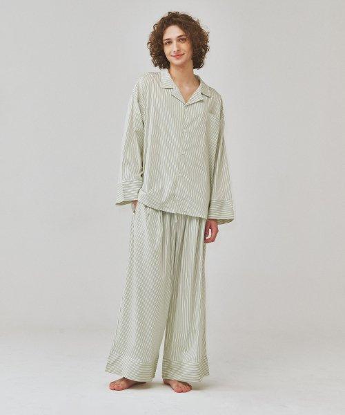 [OGGITT] Dormitory Double Ticking Stripe Pajamas Green [Shipped from Korea] 100% Authentic