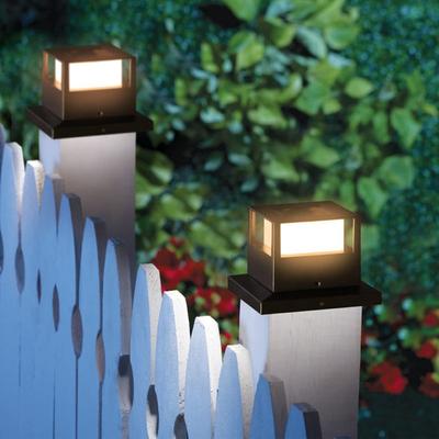 Square Fence Gate Pillar Lamp Solar Powered Waterproof Solar Column Light LED Lighting Villa Column Lamp Outdoor