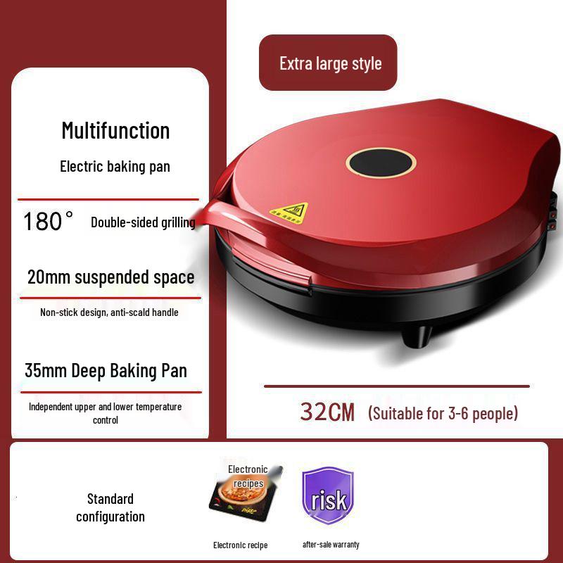 Electric Griddle with Double-Sided Heating: Extra Deep Grill, Barbecue Pot, Baking Pan, and Pancake Maker for Home Use