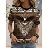 2026 Neuankunft Damen Trendiges Kurzarm-T-Shirt Retro Adler Ethnischer Stil