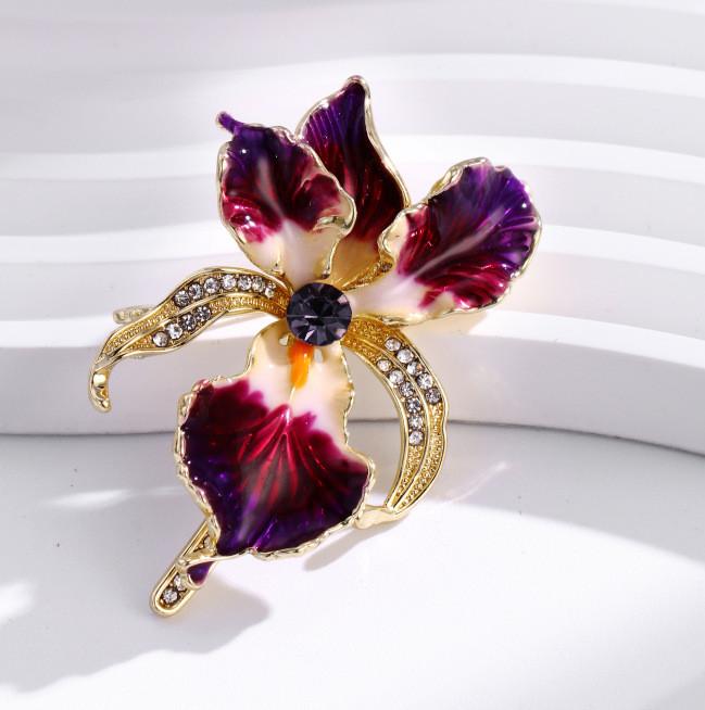 Elegant Iris Flower Brooch Pin With Alloy Finish For Women And Men