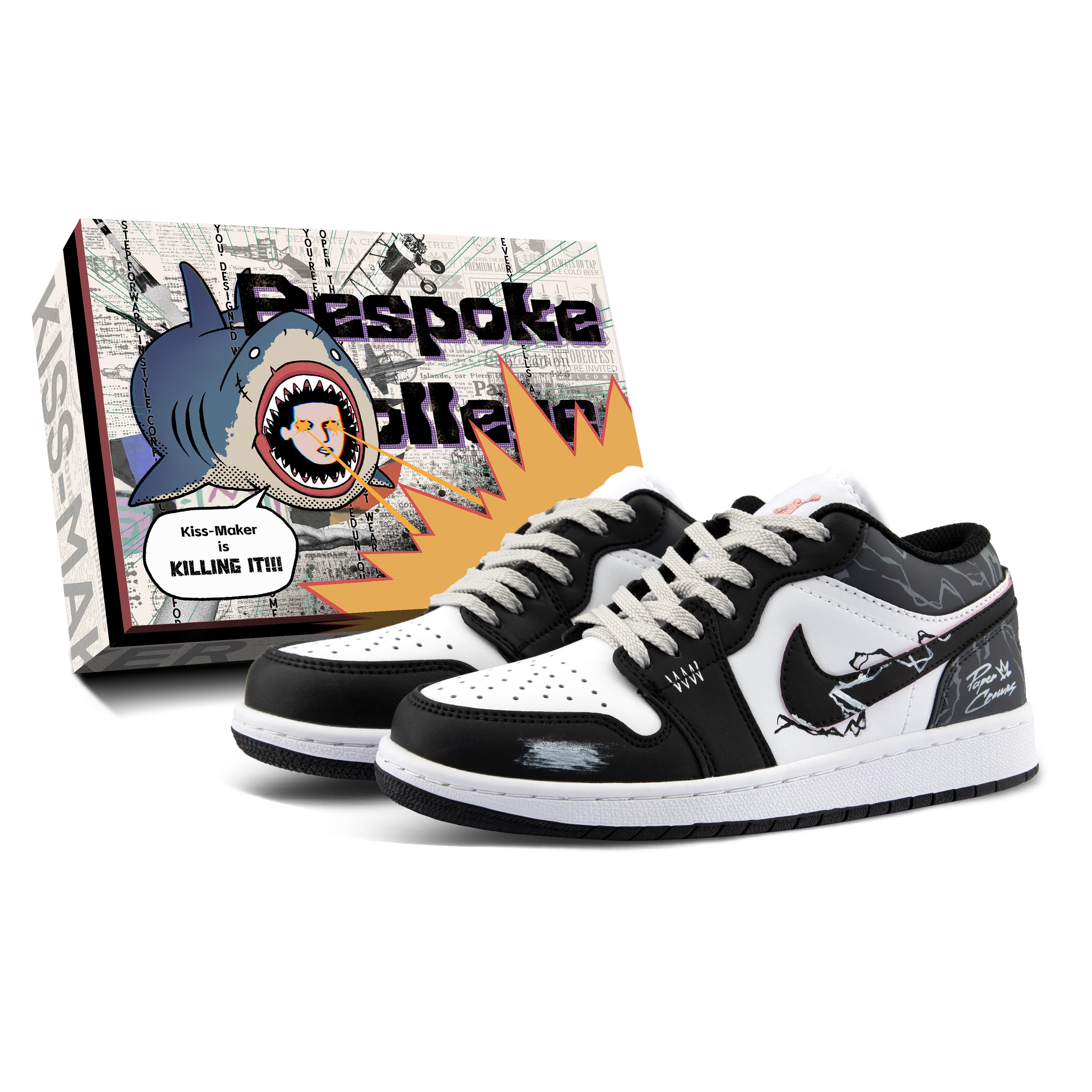 

Jordan Air Jordan 1 Leather Cushioning Low top Vintage Basketball Shoes Unisex Black 553558-165(Team1251-Box) 43